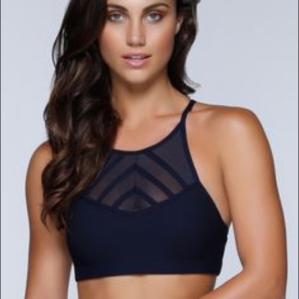 Lorna Jane Navy High Neck Yoga Sports Bra XS